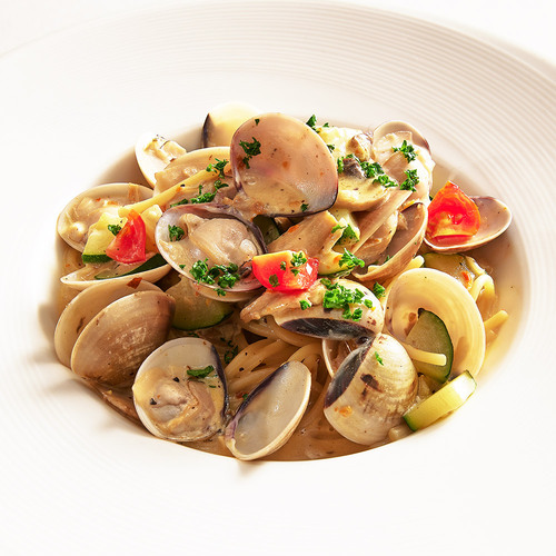 蛤蠣奶油義大利圓麵示意圖